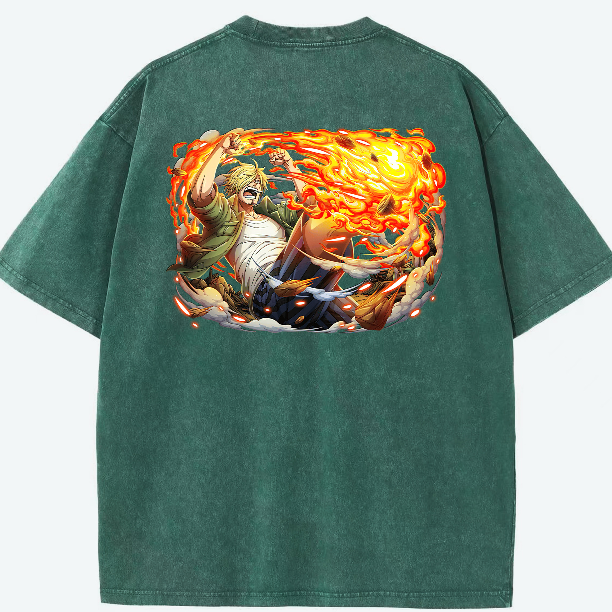 ワンピース サンジ ONE PIECE Sanji 綿100% ヴィンテージ風 半袖Tシャツ（背面プリント）